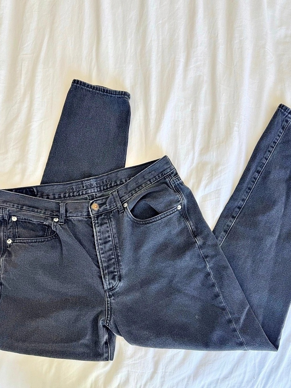 American Eagle Outfitters AE Mom Jean Black Skinny Jeans Waist 12 Long